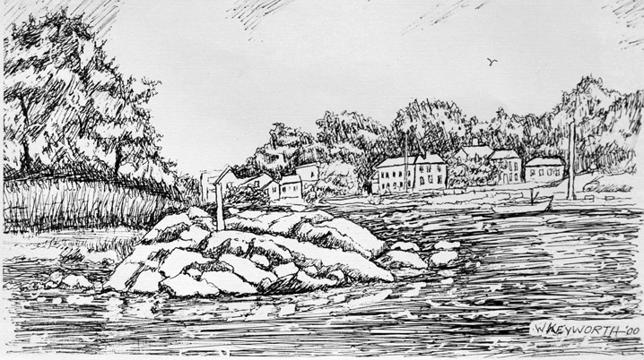 Sketch of Ringbolt Rock in Ipswich MA by William G. Keyworth