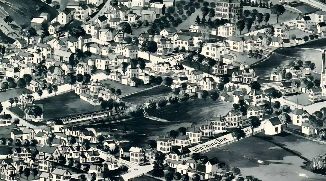 Ipswich MA Central Victorian Neighborhood on Birdseye Map